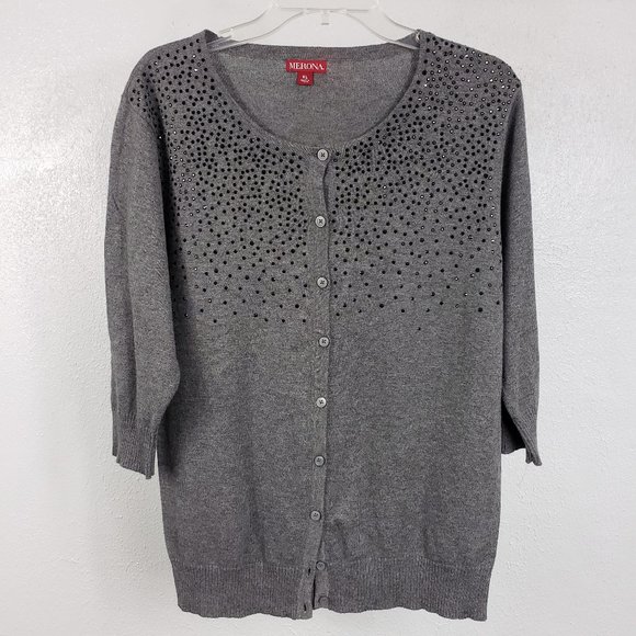 Merona Sweaters - Merona Women's Charcoal Black Button Down Shirt Top Blouse Cardigan Sweater
